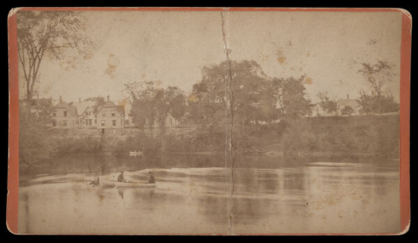 [Untitled photograph of river scene and two men on canoe]