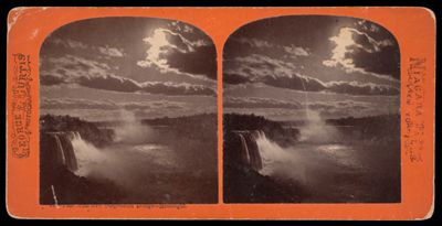 Niagara Falls From New Suspension Bridge—Moonlight.