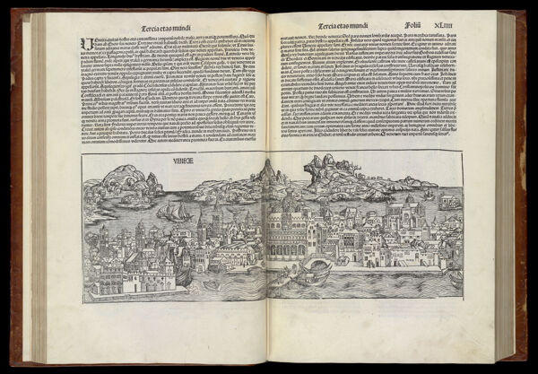 [The Third Age of the World - Folio XLIII verso and Folio XLIIII recto] Venecie [Venice]