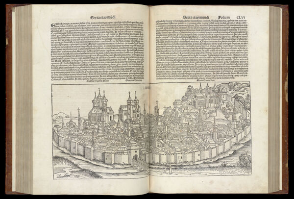 [The Sixth Age of the World - Folio CLV verso and CLVI recto] Erforte [Erfurt]