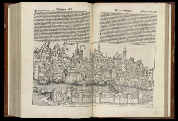 [The Sixth Age of the World - Folio CCXLIII verso and CCLIIII recto] Basilea [Basle]