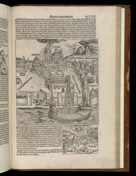 [The Sixth Age of the World - Folio CCLVII recto] [Untitled view of Constantinople during a storm event in 1490]