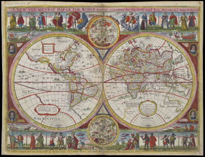 A New and Accurat Map of the World Drawne according to the best and Late Discoveries Anno Dom 1670