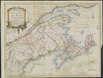 A New Map of Nova Scotia and Cape Britain. With adjacent parts of New England and Canada, Composed from a great number of actual surveys and other materials Regulated by many new Astronomical Observations of the Longitute as well as Latitude: with an Explanation.