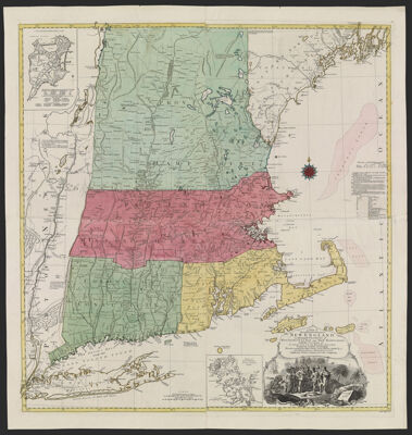 A Map of the most Inhabited part of New England, containing the Provinces of Massachusetts Bay and New Hampshire, with the colonies of Conecticut and Rhode Island divided into Counties and Townships the whole composed from Actual Surveys and its Situation adjusted by Astronomical Observations. Published by Tobias Conrad Lotter, in Augsburg.