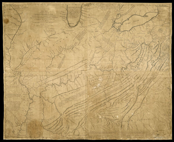 A New Map of the Western Parts of Virginia, Pennsylvania, Maryland and North Carolina: Comprehending the River Ohio, and all the Rivers which fall into it; Part of the River Mississippi, the Whole of the Illinois River, Lake Erie, Part of the Lakes Huron, Michigan &c. And all the Country bordering on these Lakes and Rivers. By Thos. Hutchins. Captain in the 60 Regiment of Foot. and Surveyor General to the United States.