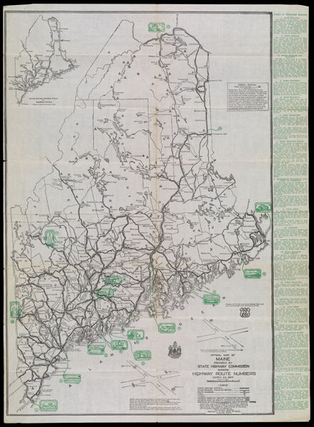 Official map of Maine prepared by State Highway Commission showing highway route numbers. March 24, 1929.