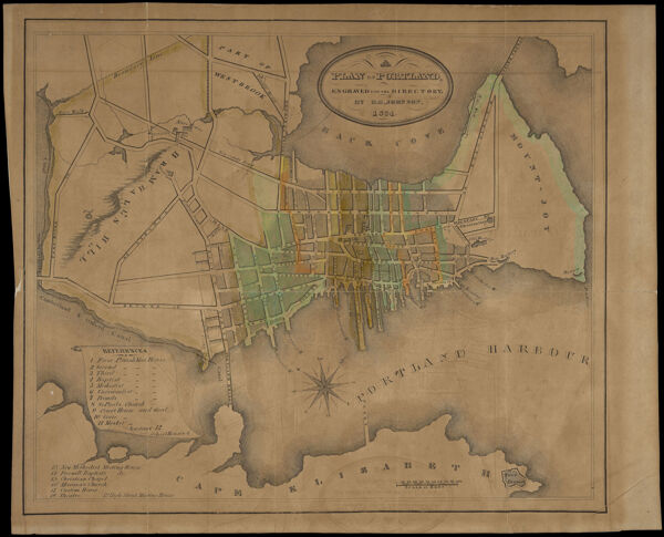 A Plan of Portland, Engraved for the Directory. By D.G. Johnson. 1834.
