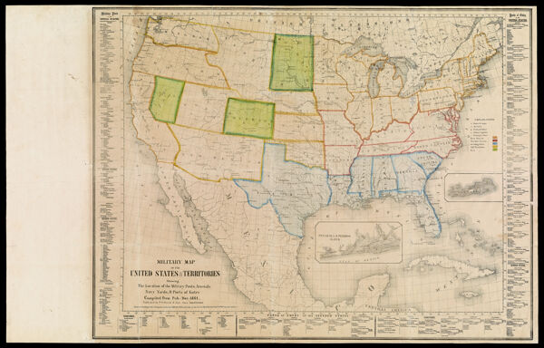 Military Map of the United States & Territories Showing the Location of the Military Posts, Arsenals, Navy Yards, & Ports of Entry