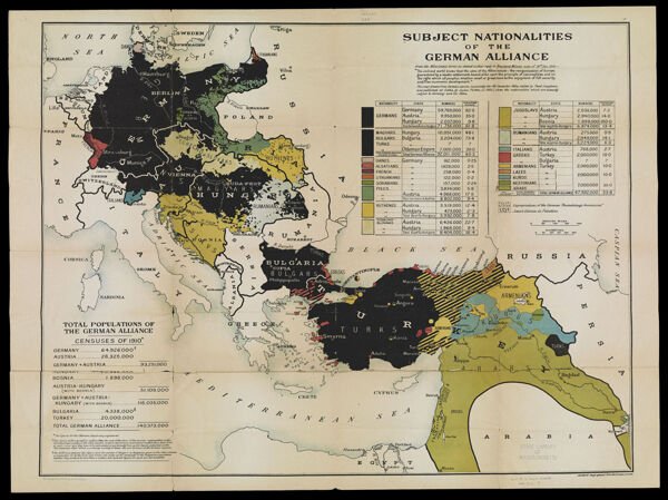 Subject Nationalities of the German Alliances : from the Allies' peace terms as stated in their reply to President Wilson's note of 19th Dec. 1916 : [Eurasia]