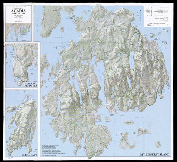 The Appalachian Mountain Club Shaded Relief Map of Acadia National Park