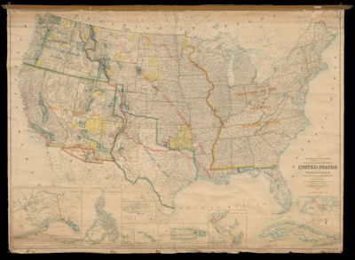 United States, including territories and insular possessions showing the extent of public surveys, Indian, military and forest reservations, railroads, canals, national parks and other details