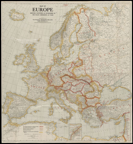 Map of Europe showing countries as established by the Peace Conference at Paris