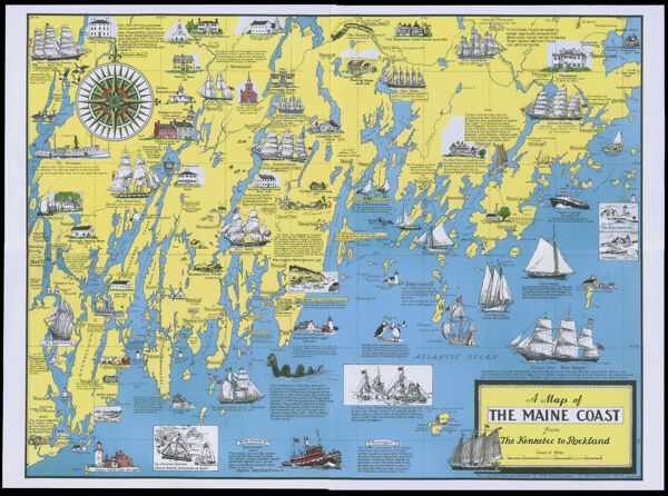 A map of the Maine coast from Kennebec to Rockland