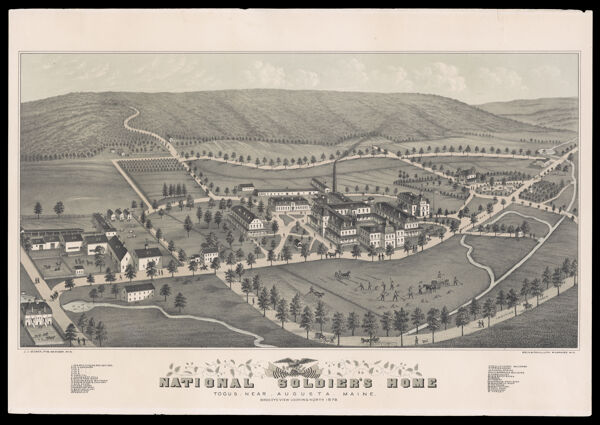 National Soldier's Home Togus, Near, Augusta, Maine. Birds Eye View Looking North 1878.