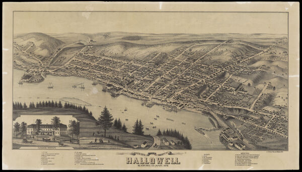 Bird's Eye View of the City of Hallowell Kennebec Co. Maine 1878.