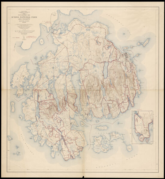 Topographic Map, Acadia National Park and vicinity, Hancock County, Maine