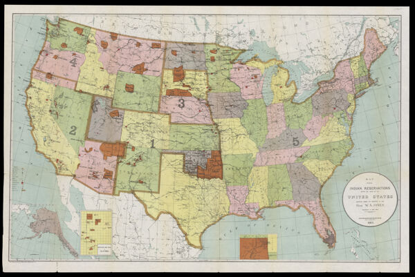 Map showing Indian reservations within the limits of the United States compiled under the direction of the Hon. W.A. Jones, Commissioner of Indian Affairs