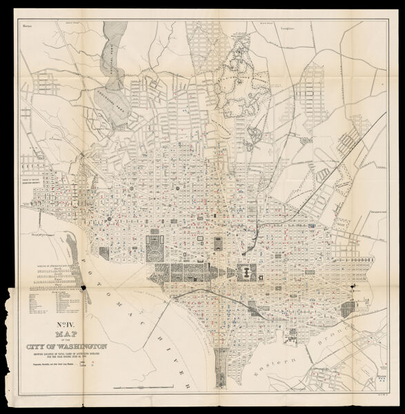 Map of the city of Washington showing location of fatal cases of acute lung diseases for the year ending June 30, 1900