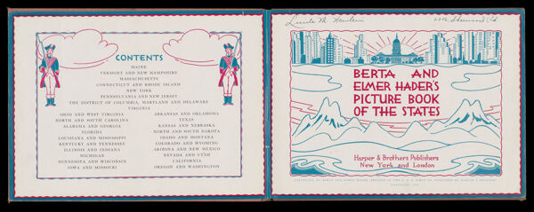 Contents; Berta and Elmer Hader's Picture Book of the States [Front Page]