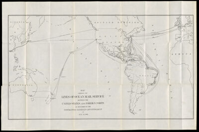 Map showing the lines of ocean mail service between the United States and foreign ports as described in the Postmaster General's advertisement of July 15, 1891.