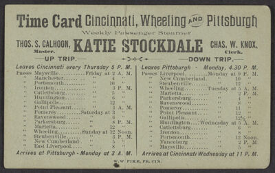 Time Card Cincinnati, Wheeling and Pittsburgh