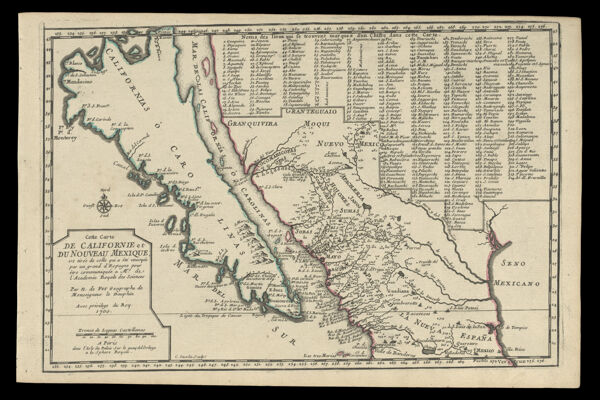 Cette Carte de Californie et du Nouveau Mexique est tiree de celle qui a ete envoyee par un grand d'Espagne pour etre communiquee a Mrs. de l'Academie des Sciences