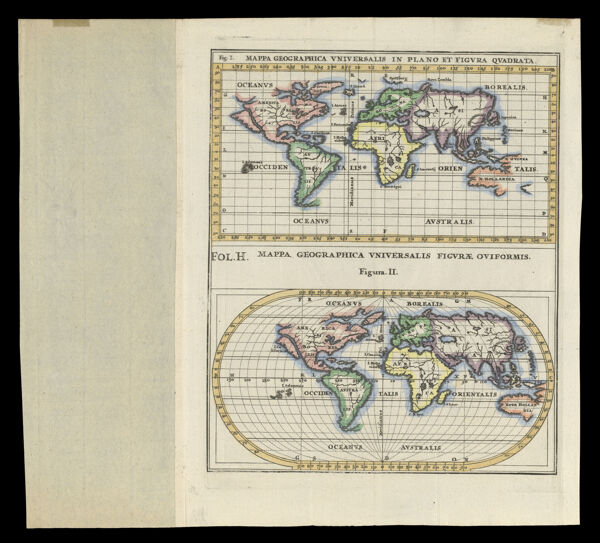 Mappa Geographica Universalis in Plano et Figura Quadrata Mappa Geographica Universalis Figurae Oviformis