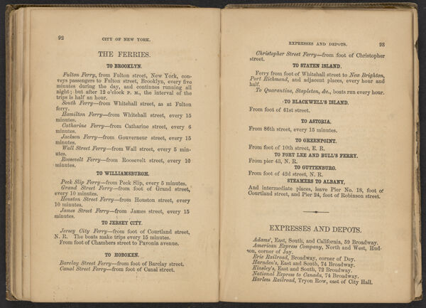 City of New York. The Ferries. / Expresses and Depots.