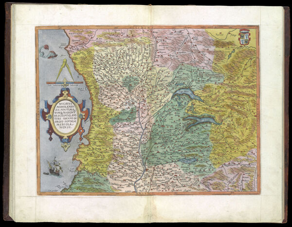 Ducatus Mediolanensis, Finitimarumque Regionum Descriptio, Auctore Ioanne Georgio Septala Mediola Nense|| Duchy of Milan, and a map of the region's boundaries.