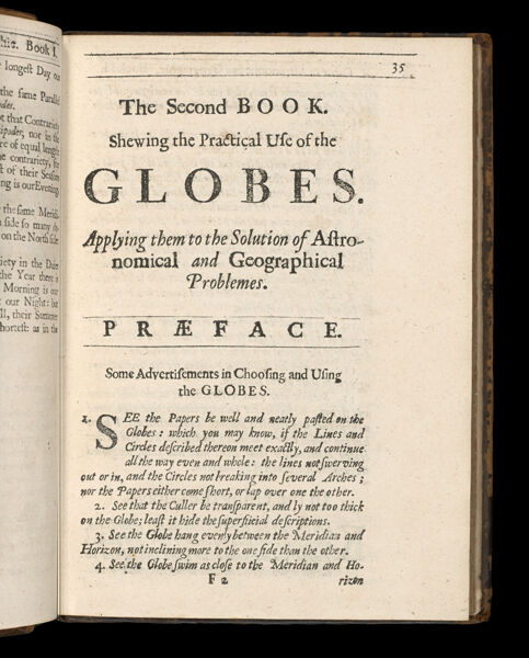 The Second Book.  Shewing the practical use of the globes.  Applying them to the solution of astronomical and geographical problemes.