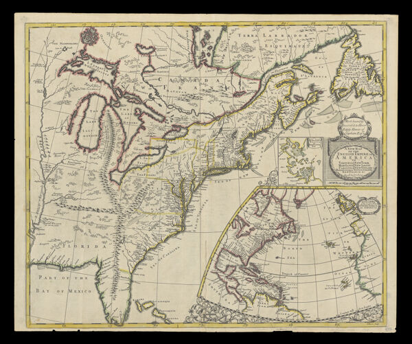 New Map of the English Empire in America viz Virginia New York Maryland New Iarsey Carolina New England Pennsylvania Newfoundland New France &c Revisd by Ion. Senex 1719
