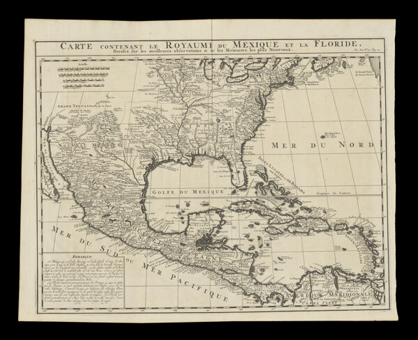 Carte Contenant le Royaume du Mexique et la Floride, Dressez sur les meilleures observations & sur les Memoires les plus Nouveaux