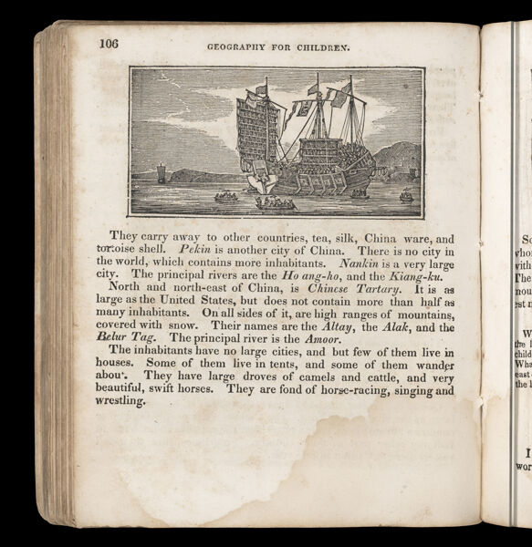 [Untitled image of a ship.  The text suggests it is arriving in Canton.]