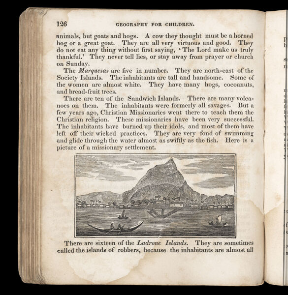 [Untitled image of a missionary settlement in the Sandwich Islands.]