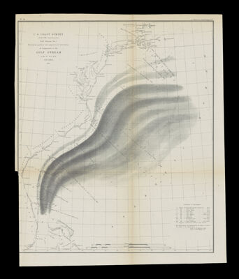 U.S. Coast Survey A.D.Bache Superintendent Gulf Stream No. 1 Showing the positions and comparisons of observations of Temperature in the Gulf Stream in 1845 '6 '7 '8 53 & 54. 1854