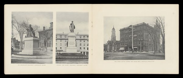 The Longfellow Monument— Longfellow Square, Soldiers' and Sailors' Monument— Monument Square, Free Street Baptist Church and Young Men's Christian Association