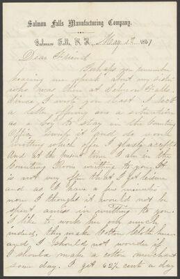 Letter to Master William F. Fletcher, Enfield, Connecticut, from John [Merrianz?]