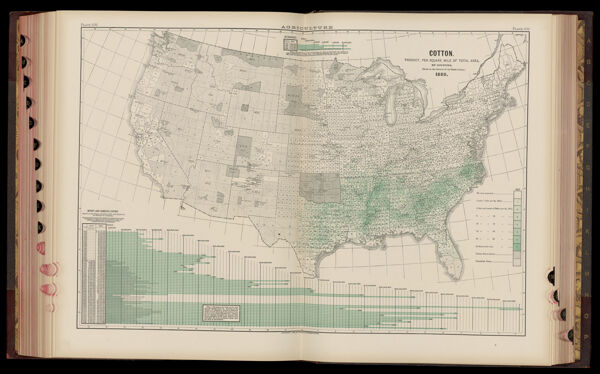 Plate 109, “Cotton. Product Per Square Mile of Total Area by Counties…,”