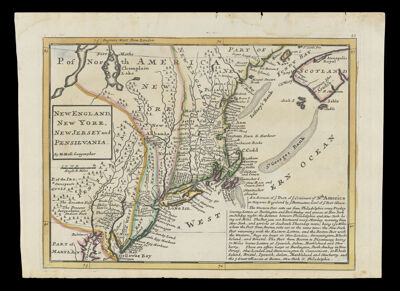 New England, New York, New Jersey and Pensilvania by H. Moll, Geographer