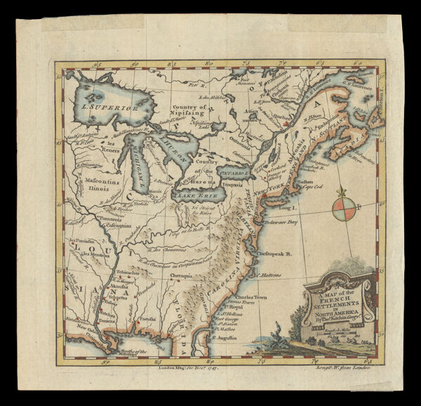 A Map of the French Settlements in North America By Thos. Kitchin Geogrr.