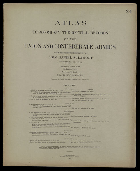 Atlas to accompany the official records of the Union and Confederate Armies...[Front cover]