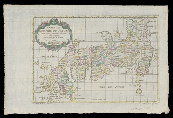 Carte de l'Empire du Japon Pour servir a l'Histoire Generale des Voyages. Par M. Bellin Ingr. de la Marine 1752.
