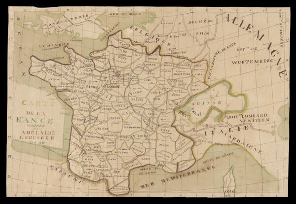 Carte de la France dessinee par Adelaide Lebesgue