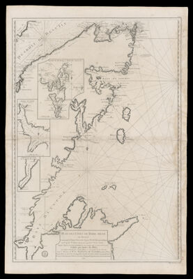 Plan des Côtes de Terre-Neuve VII. feuille contenant la partie orientale depuis l'Ile de Quirpon jusques au Cap de St. Jean, vulgairment appellée le Petit Nord