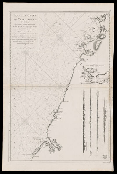 Plan des Côtes de Terre-Neuve V. feuille contenant la partie occidentale depuis le cap de St. Gregoire jusqu'a la Pointe de Ferolle.