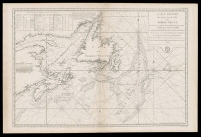 Carte reduite des bancs et de l'ile de Terre-Neuve avec les Cotes du Golfe De St. Laurent et de l'acadie.