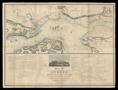 Plan of Quebec and adjacent country shewing the principal encampments & works of the British & French armies during the siege by General Wolfe in 1759 reduced from the m.s.s. map of Capt. J.B. Clegg by John Melish