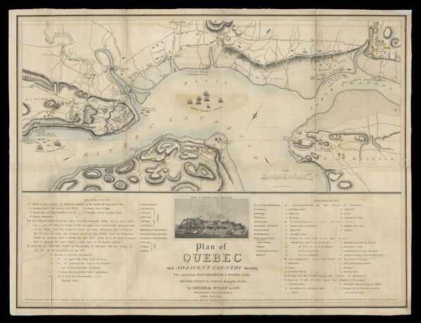 Plan of Quebec and adjacent country shewing the principal encampments & works of the British & French armies during the siege by General Wolfe in 1759 reduced from the m.s.s. map of Capt. J.B. Clegg by John Melish