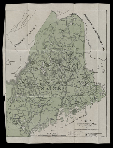 Sportsmens Map Showing Automobile Routes to Principal Hunting and Fishing Regions